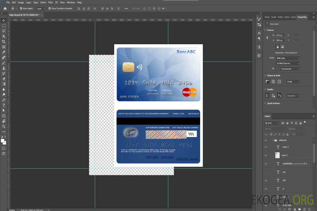 Mastercard de la banque ABC du Botswana template Mastercard de la banque ABC du Botswana template